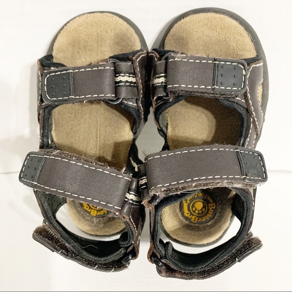 Buster Brown Adjustable Velcro Ankle and Toe Straps Molded Footbed Sandals Brown - Picture 6 of 9
